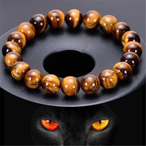 4-20mm Tiger Eye Bracelet for Men Women Natural Stone Tiger Eye Beads Bracelet Elastic Yoga Chakra Healing Energy Jewelry Gift
