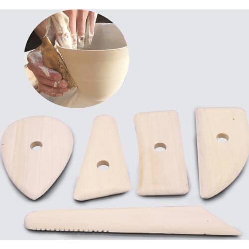 Ceramic tools 5-piece set of wooden scraper blanking and repairing scraper wooden knife handmade clay sculpture tools modeling
