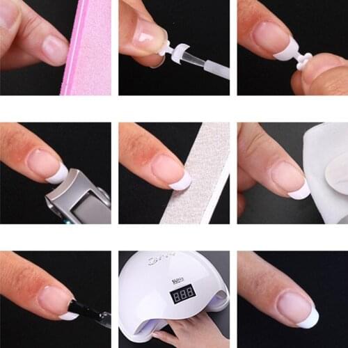Acrylic Nail Tips Fake Nails White Crescent Shape Half Cover Nails Salon Tools