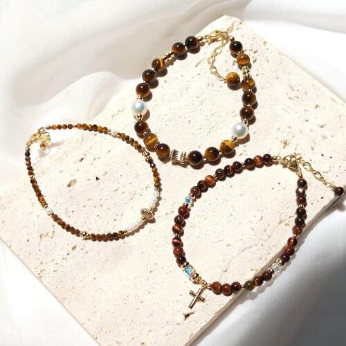 Lii Ji Tiger Eye 14K Gold Filled Bracelet Natural Stone 2mm/6mm Real Pearl Austria Crystal Handmade Jewelry For Gift