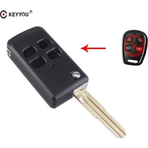 KEYYOU 4 Button Modified Flip Remote Key Shell Car Key Case Fob For Kia Spectra 5 Sorento Amanti Right Blade Keyless Entry Key