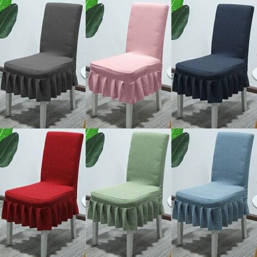 1/2/4/6Pcs Chair Cover with Skirt Slipcover Elastic Spandex Seat Cover for Office Wedding Banquet Hotel Home Chaise Chair Covers