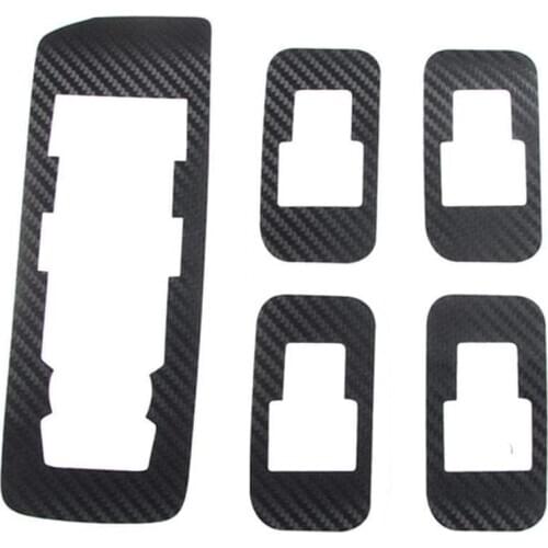 5PCS Black Carbon Fiber Car Door Window Switch Button Cover Trim Sticker Decor for Ford F150 2015 -2020 Accessories