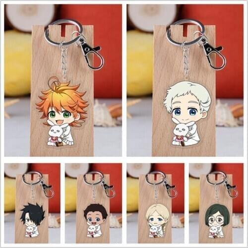 10 pcs/lot Anime The Promised Neverland Acrylic Keychain Toy Figure Emma Norman Ray Bag Pendant Double sided Key Ring Gifts