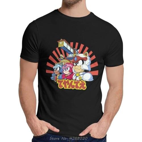 Anime Samurai Pizza Cats T Shirt Men Awesome Cotton T-Shirt Summer O-neck Short Sleeve Tshirt Anime Tees Tops Harajuku