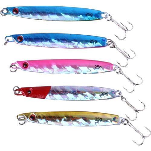 Hengjia 1pc hard metal lead fishing lures sea sinking jigs wobblers carp bass pesca fishing tackles 8cm 25g 6#hooks