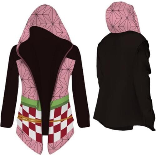 Mens Womens Windbreaker Jacket Demon Slayer Kimetsu no Yaiba World of Warcraft Naruto Long Winter Coat Anime Cosplay Costume