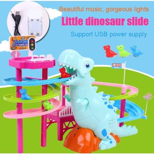 Musical Dinosaur LED Race Toy Adventure Puzzle Toy Birthday Gift for Children Kids AN88