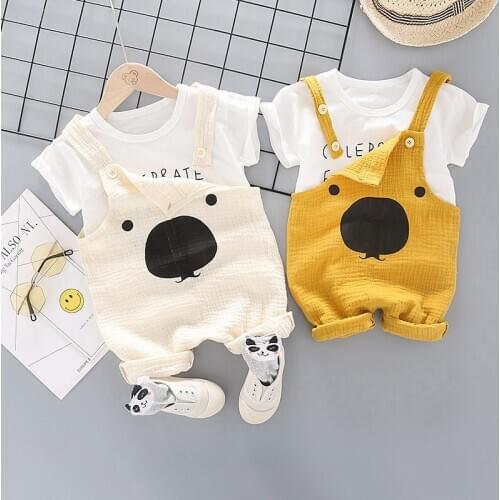 Baby Boy Clothes 2020 Summer Baby Girl Clothing Sets Newborn Cotton Cartoon Short Sleeved T-shirt+pants Kids 2pcs Suit