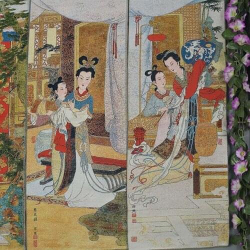 Brocade painting silk delicate embroidery painting Four screen embroidery Ancient beauty painting Cai Wenji Xi Shi
