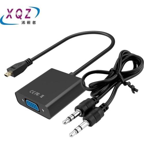 MicroHDMI to VGA adapter with audio with AV small HDMI port male to VGA HD15pin female converter HDMI to VGA+AV black
