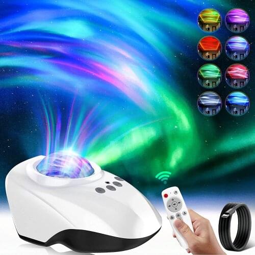 Galaxy Star Projector Aurora Night Light Bluetooth-compatible Music Light Sound-Activated Multicolor Decoration For Bedroom Lamp