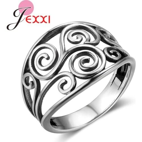 Simple 925 Sterling Silver Vine Pattern Finger Rings for Women Vintage Retro Stackable Rings Fine Jewelry Gifts