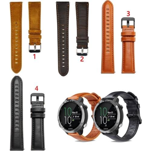 20mm 22mm Genuine Leather Watch Band Strap for Garmin Venu SQ Forerunner 245 245M 645 645M Vivoactive 3 trainer music Wrist band