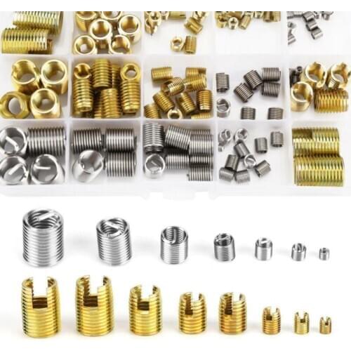 116PCS M3 - M12 Galvanized Stainless Steel Threaded Inserts Metal Thread Repair Insert Self Tapping Slotted Screw Threaded