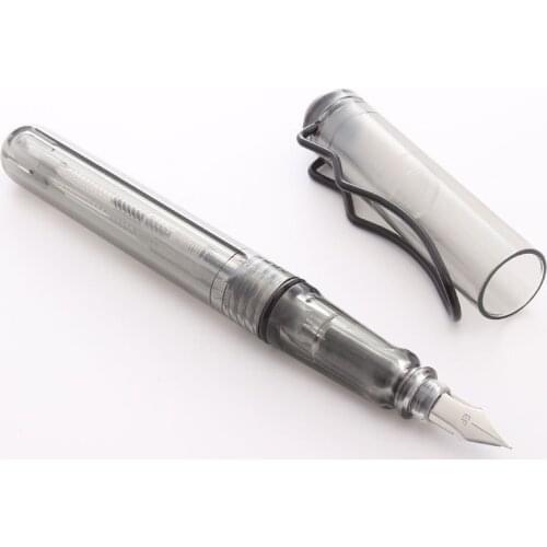 1-Piece Transparent Fountain Pen Fashion Big Clip EF/F Nib Student Ink Pens for Writing School Supplies Office Stationery