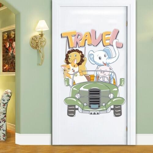 Self-adhesive Cartoon Animals Wallpaper Home Decor Wall Stickers for Kids Room Nursery Decoration Decals House Doors Sticker