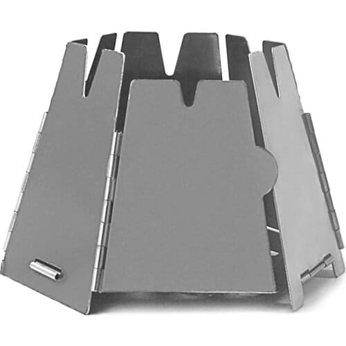 Ultralight Folding Stainless Steel Wood Stove with Mini Alcohol Stove for Camping Fishing Hiking Backpacking