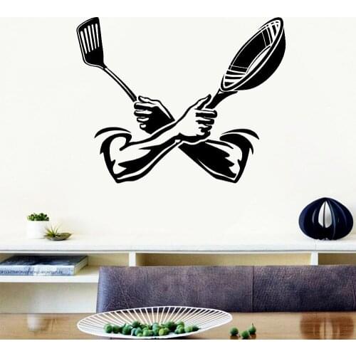 Vinyl Wall Sticker Kitchen Cooking Pan Spatula Wall Decals for Kitchen restaurant Decoration Gift Removable Art Decor Mural C701