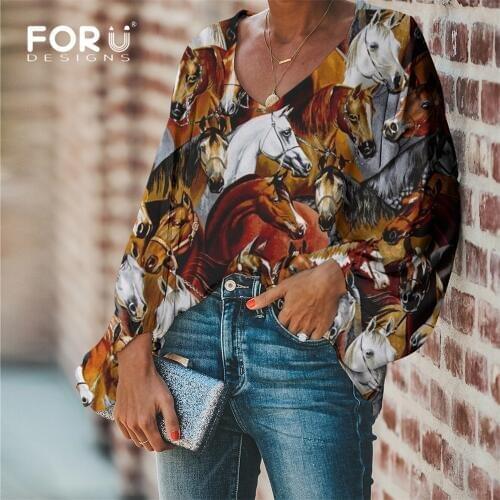 FORUDESIGNS Female Clothing Brand Chiffon Summer Top for Teen Girls Crazy Horse 3D Printed Womens Tops and Blouse Plus Size