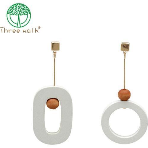 One Pairs Only Vintage Long Geometric Wooden Earrings for Women Brand Jewelry White Wood Drop Earrings Statement Accessories