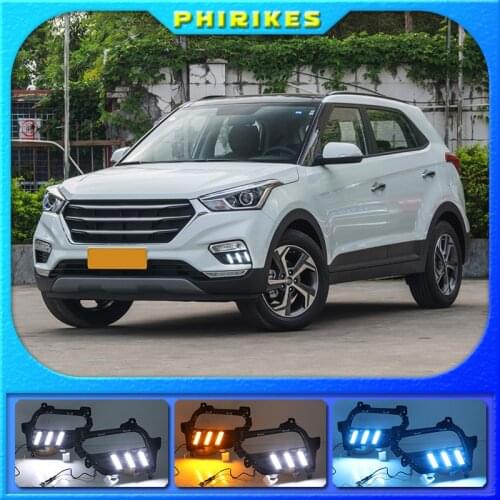 1Pair DRL LED Daytime Running Light Fog Lamp With Yellow Turn Signal Lamp For Hyundai Creta IX25 2017 2018 2019 2020