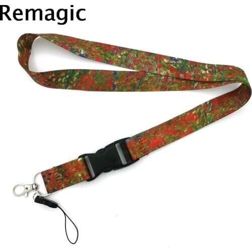 20pcs Poppy field June Lanyard for Keys Phone Cool Neck Strap Lanyard for Camera Whistle ID Badge Cute webbings ribbons Gifts