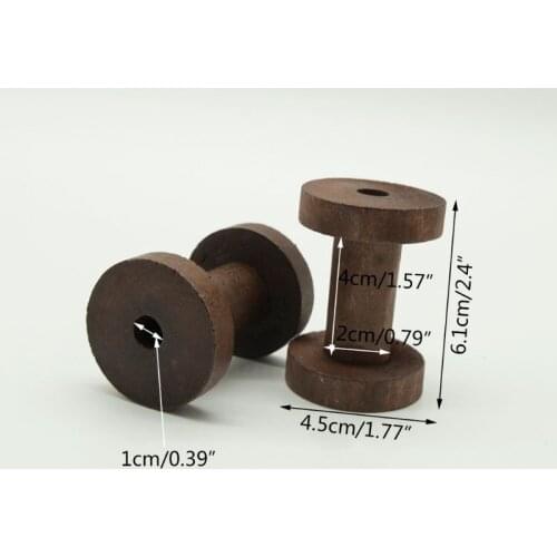 3pcs Empty Wooden Bobbins Spools Thread Sewing Machine Crafts Wire Needlework R7UB