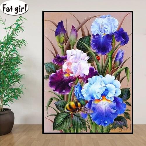 Iris flower Full Square/Round Stones flowers Diamond Embroidery 5D Diamond Painting Cross Stitch Diamond Mosaic Diamond decor