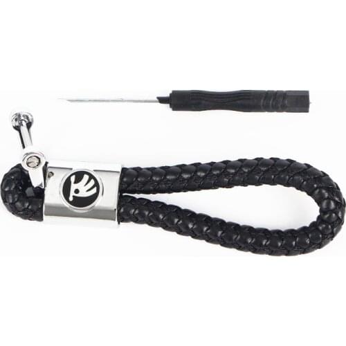 Car Styling 3D Metal Braided Rope Keychain Key ring For Skoda Fabia Kamiq Karoq Kodiaq Octavia a5 a7 Rapid Scala Superb