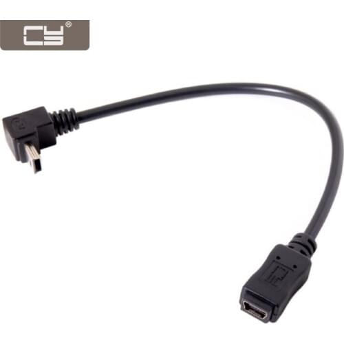 CY GPS Mini USB 5P 90D Down Direction Angled Male to 5P Female Extension Cable 0.2M