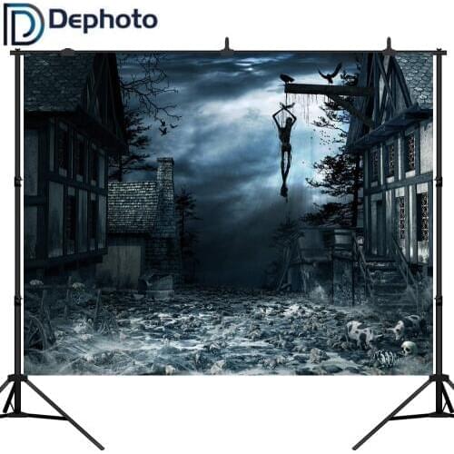 Dephoto Photography Background Horrible Ruins Houses Hang the Dead Body Halloween theme Backdrop photo studio