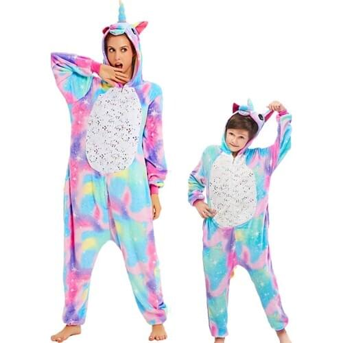 Kids Unicorn Pajamas Animal Sleepwear Winter Cartoon Stitch Onesies Childrens Pyjamas Boys Girls Unicornio Flannel Pajamas