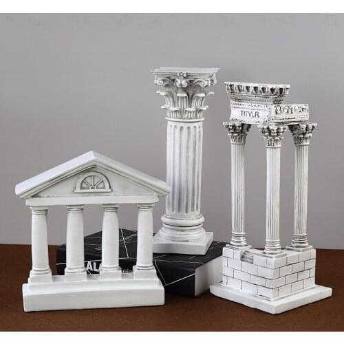 European Ancient Greek Temple Home Living Room Ornaments Nordic Style Roman Column Sculpture Building Resin Decoration