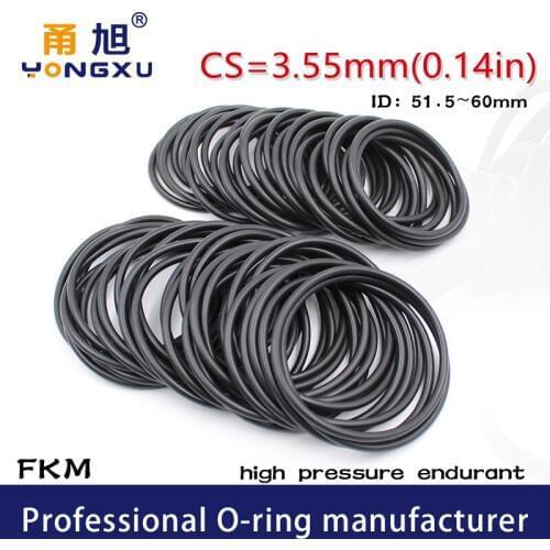 Fluorine rubber Ring Black FKM O-ring Seal CS3.55mm ID51.5/53/54/54.5/56/58/60*3.55mm O Ring Gasket Oil Ring Fuel Sealing Washer