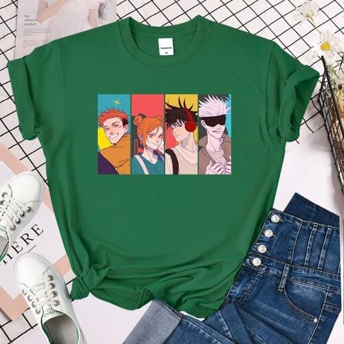 Japan Anime Characters Gojo Women T-Shirt Korean Style T-Shirts Hip Hop Brand T Shirt 2021 Summer Oversized Woman Tee Shirt