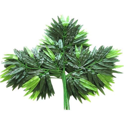 12Pcs Artificial Bamboo Leaves Wedding Decoration Accessories Fake Plastic Branch Stem Bridal Home Garden Decorations