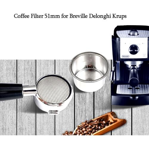 4Cup 51mm Coffee Filter Non Pressurized Filter Basket For Breville Delonghi Filter Krups Coffee Products Kitchen Accessories