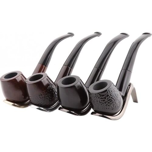 Smoking Set Classic Handmade Ebony Pipe Tobacco Pipe Bent Cigarette Pipe Cigar Tube for Smoking Filter Good for Mens Gift