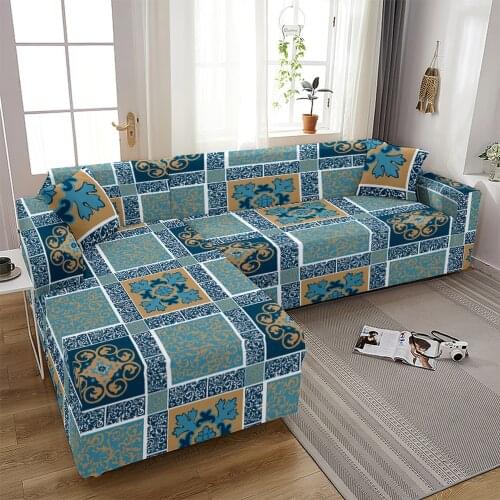 Mandala Flower Elastic Sofa Cover for Living Room Geometric Sofa Chaise Covers Lounge Sectional Couch Corner Armchairs Slipcover
