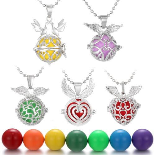 Mexico Chime Music Angel Ball Caller Locket Necklace Vintage Pregnancy Necklace for Aromatherapy Essential Oil Pregnant Women