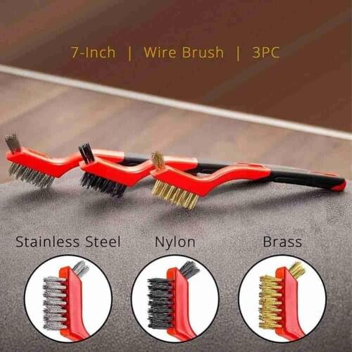 Mini rust removal cleaning brush 7 inch steel wire wire nylon car stiff products brush V9D3