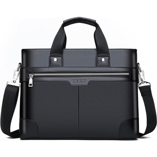 Men PU Leather Shoulder Fashion Business Bags Handbags Black Bag Men for Document Leather Laptop Briefcases Bag