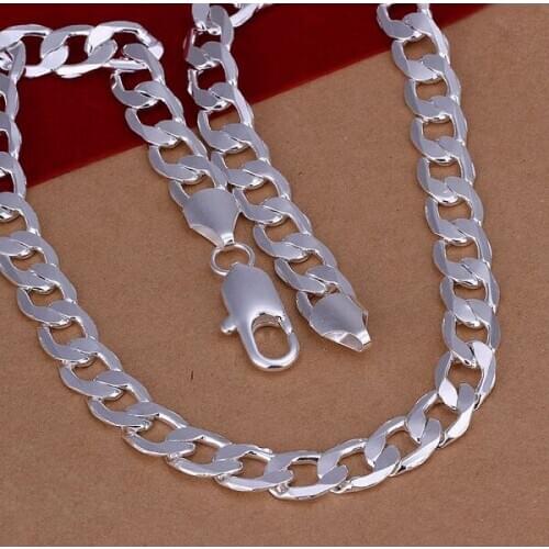 Wholesale silver plated Necklaces & Pendants,925 Jewelry silver,10M Flat Sideways Necklace SMTN005