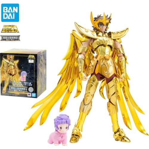 Original Bandai Gold Saint Seiya Myth Cloth Ex Aiolos Sagittarius Collection Model Anime Action Figure Toys for Kids
