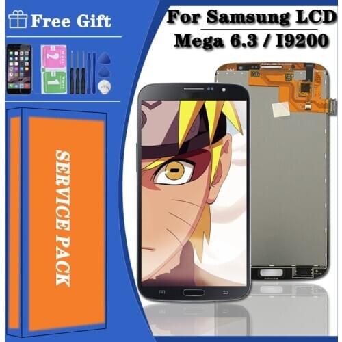 AMOLED Original For SAMSUNG Galaxy Mega 6.3 i9200 i9205 LCD Display Touch Screen Digitizer Assembly Replacement Parts + Frame