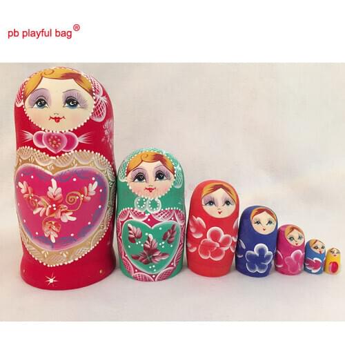 PB Playful bag Novel and weird Seven story peach Russian dolls exquisite wooden toys special wishing dolls couple gifts WG03