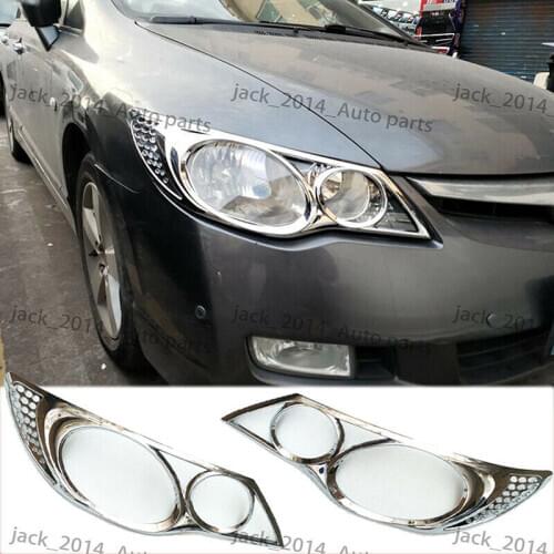 ABS Chrome Front Head Light Cover Trim 2pcs/set For Honda 8th Civic 2006 2007 2008