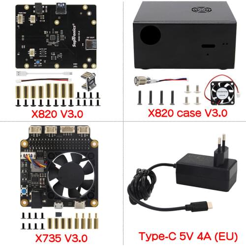 Raspberry Pi X820 V3.0 Expansion Board & Metal Case Supports 2.5-inch SATA HDD/SSD For Raspberry Pi 3 Model B+, 3B, 2B, B