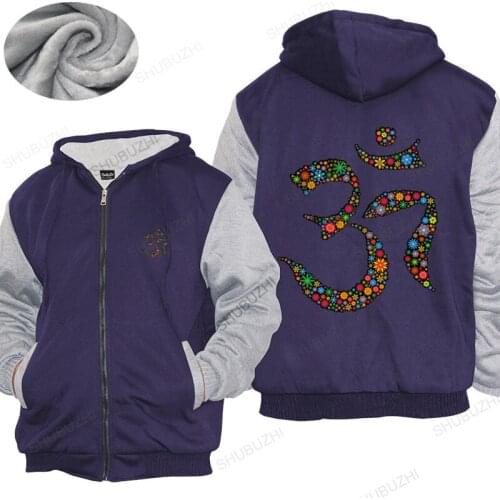New fashion thick hoody coat Floral Om Symbol Mens thick hoody - Hindu Yoga Meditation Aum Cotton thick hoody Drop Shipping